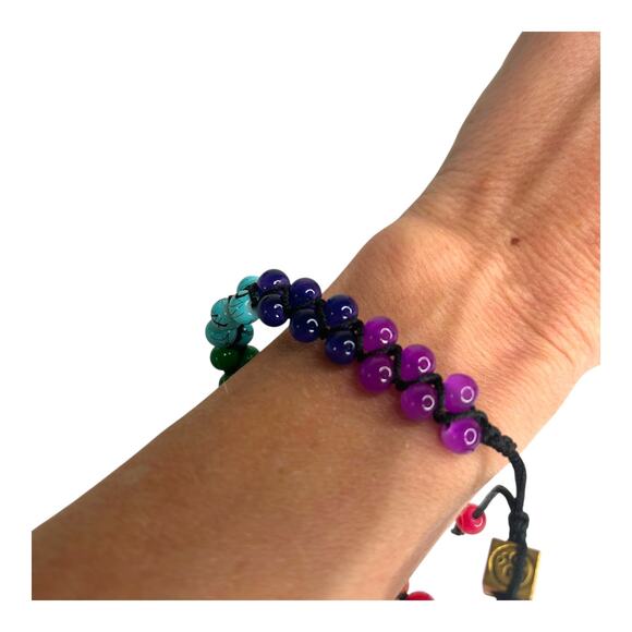 Gemborn "Aurora Energy" Rainbow Assortment Semiprecious Gems Beaded Bracelet - Picture 7 of 10